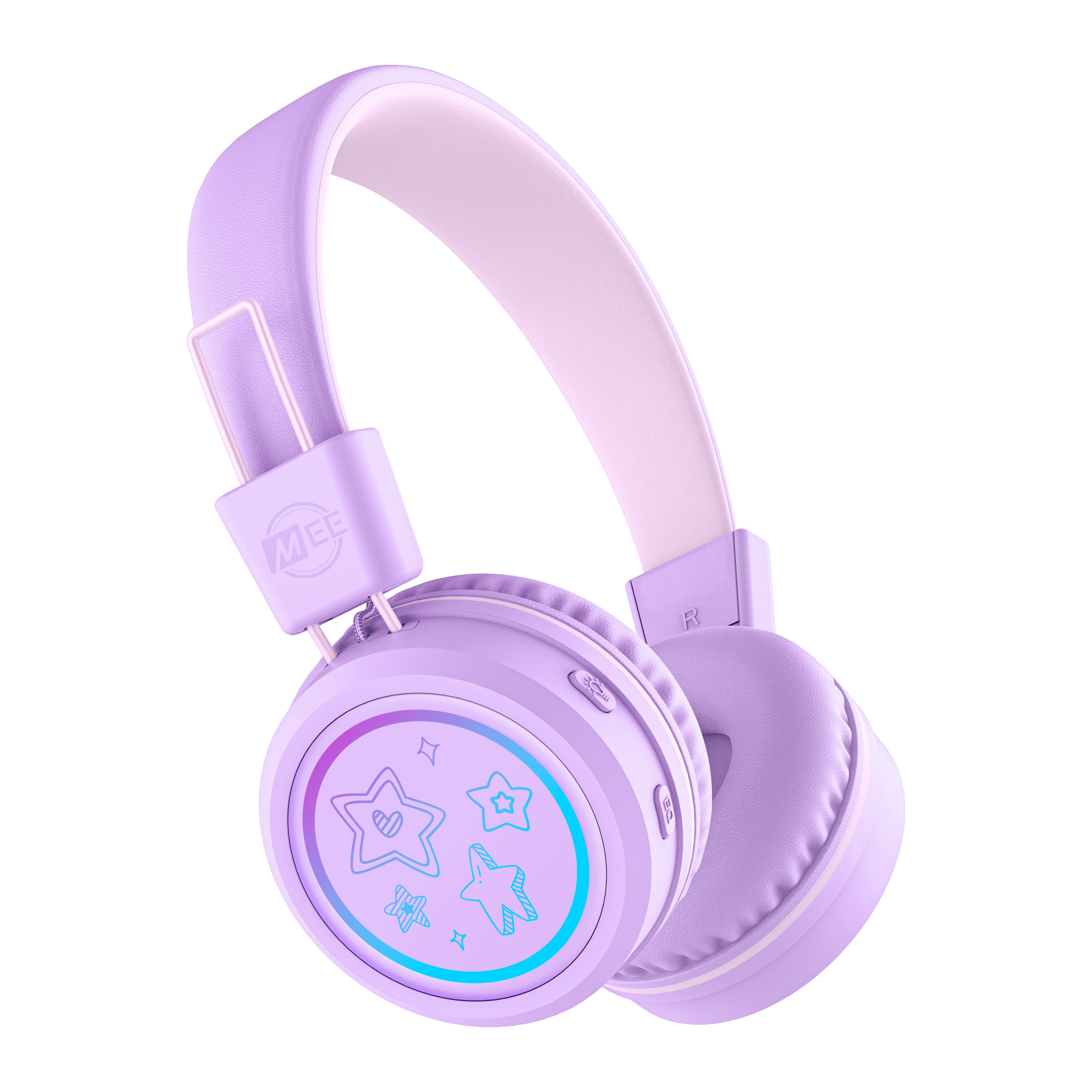 Image of MEE audio KidJamz KJ55BT Bluetooth Wireless Safe Listening Headphones for Children with LED Lights, 85dB Volume Limiter, Microphone, & 40h battery; Kids Headset for School / iPhone / iPad / Tablet