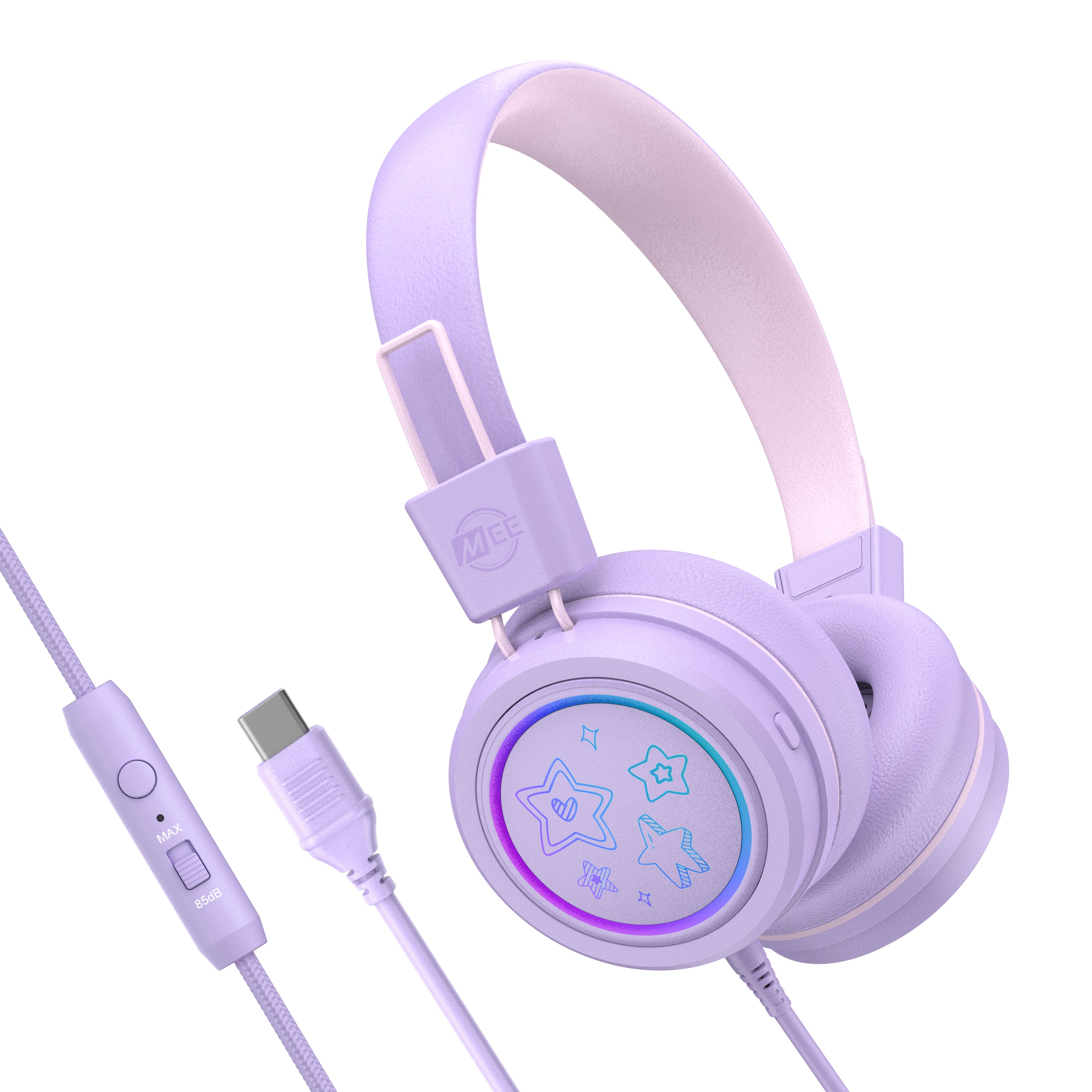 Image of KidJamz KJ55 Safe Listening USB-C Headphones for Kids with LED Lights.