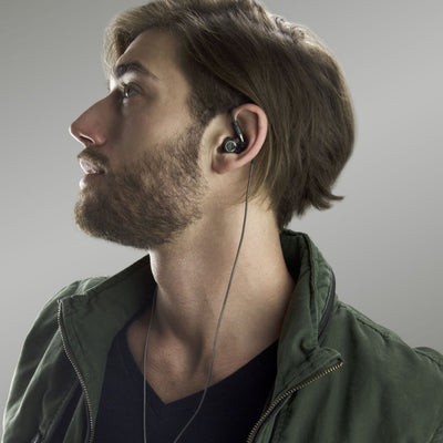 musician wearing the mee audio m6pro in-ear monitors