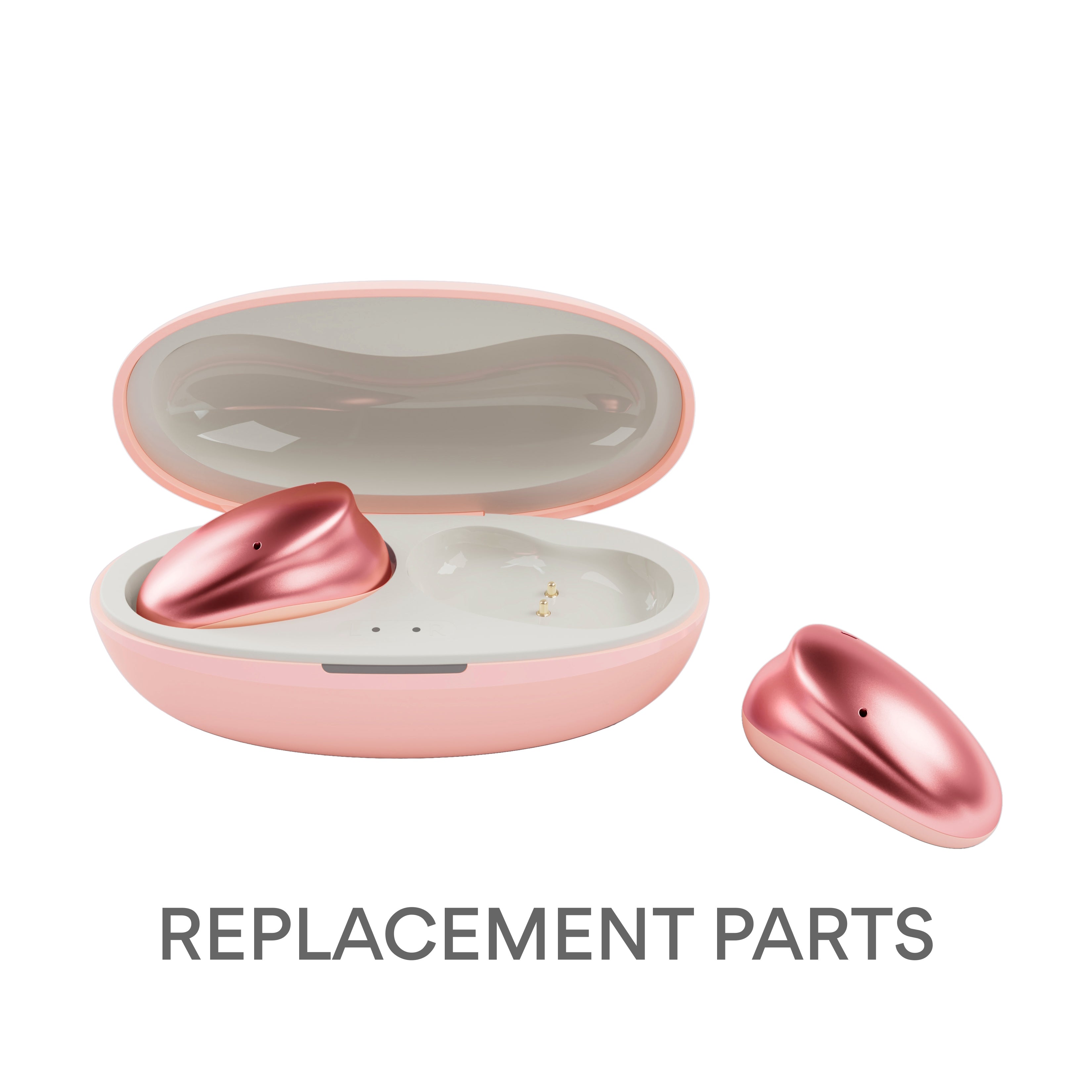Image of Replacement Parts for Pebbles True Wireless Earbuds in Rose Gold.