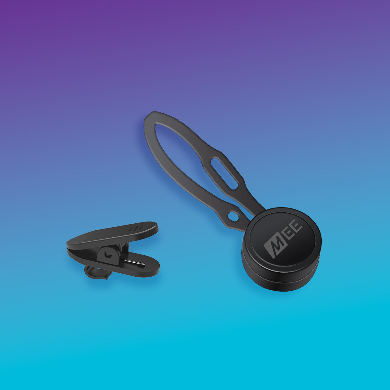 Shirt clip and magnetic cable wrap keep cords organized and tangle-free.