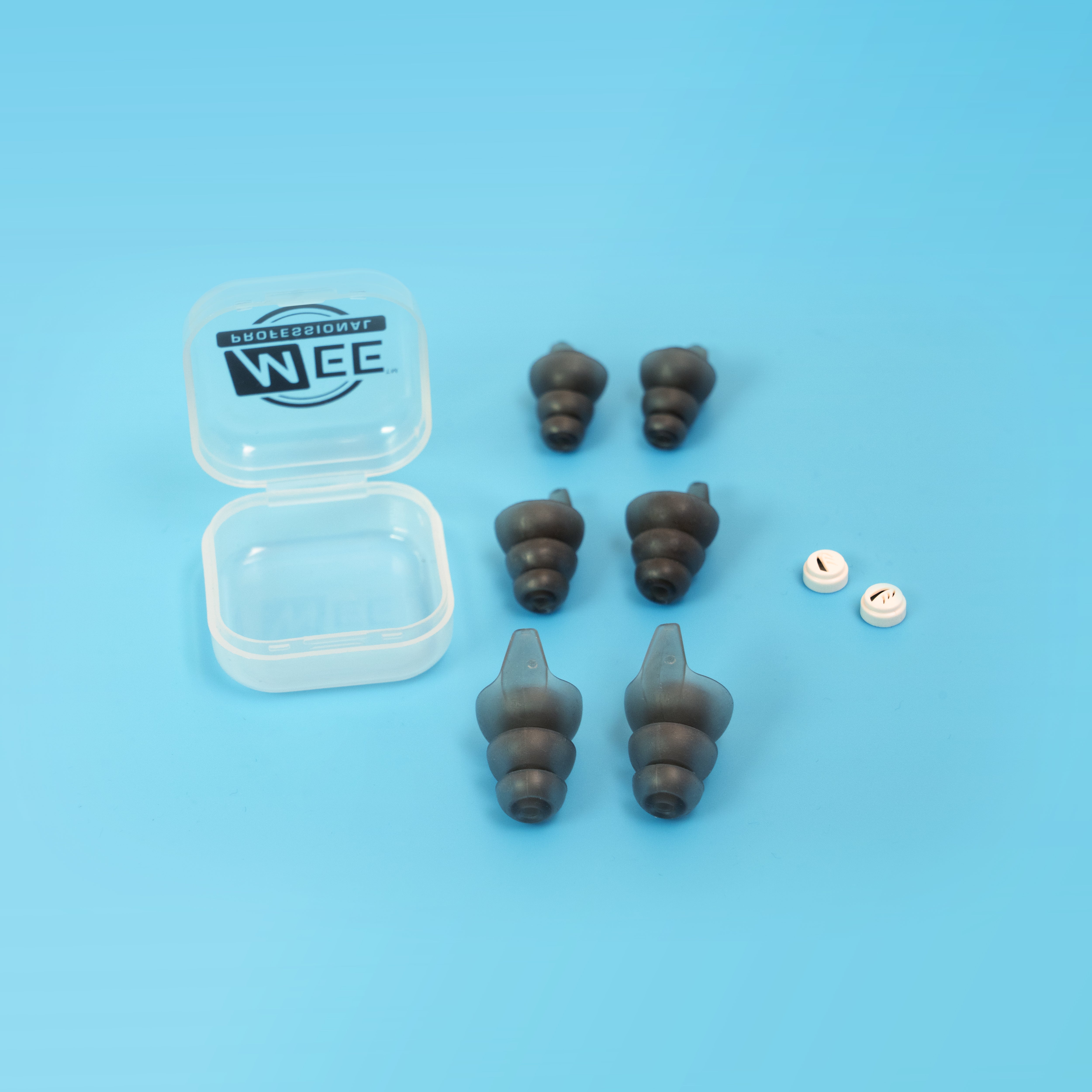 set of earplugs with its case