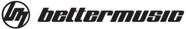 Logo of better music featuring a stylized 'bm' inside a circle next to the words "better music" in lowercase, sleek, modern font.