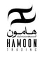 Logo of hamoon trading featuring a stylized black wave-like design above arabic script and the name "hamoon trading" in bold capital letters.