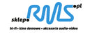Logo of rvs.pl, featuring stylized blue and black text and the tagline "sklep e" with a description in polish mentioning home cinema and audio-video accessories.
